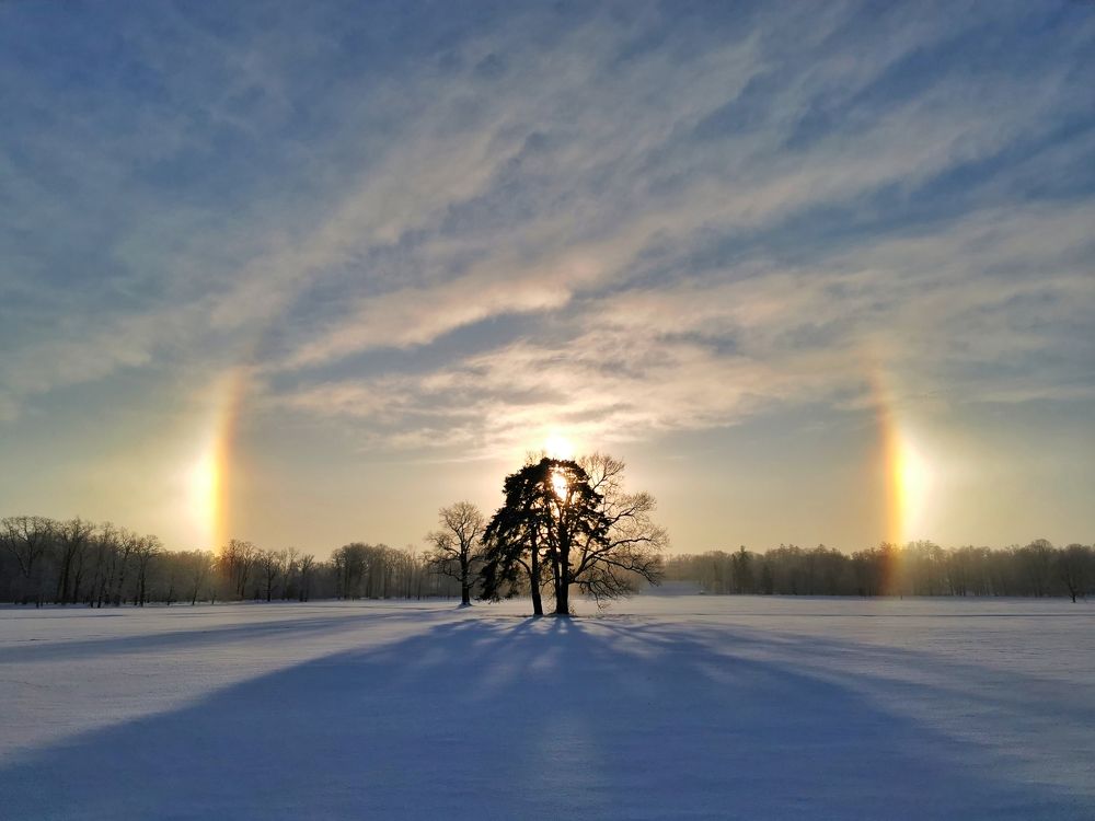 Sunny halo on a frosty day