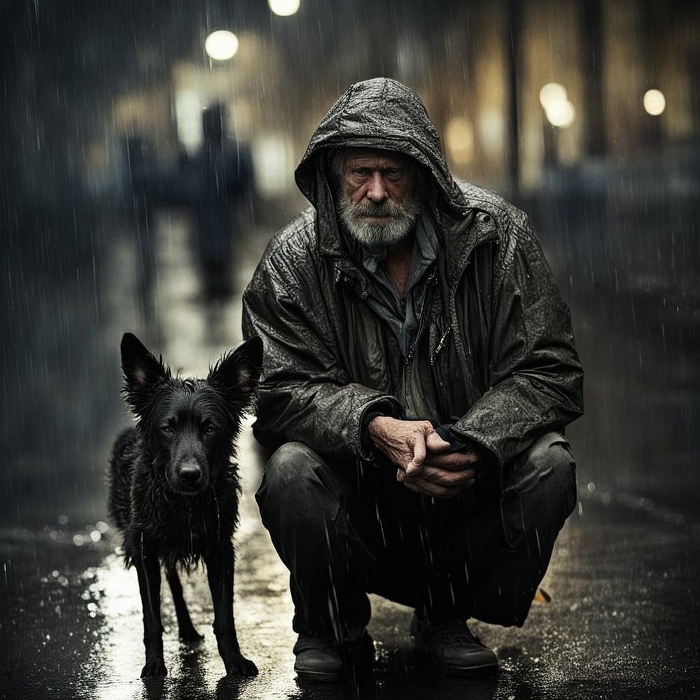 Бездомные под дождем