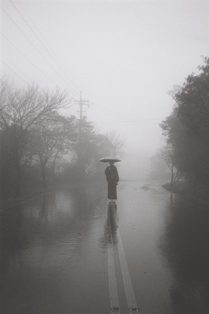 Foggy mountain street