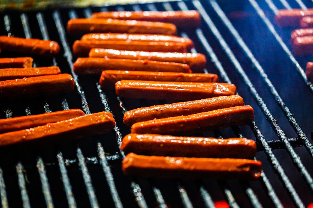 Sausage on a BBQ grill