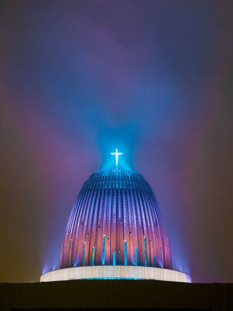 Temple in the snowfall