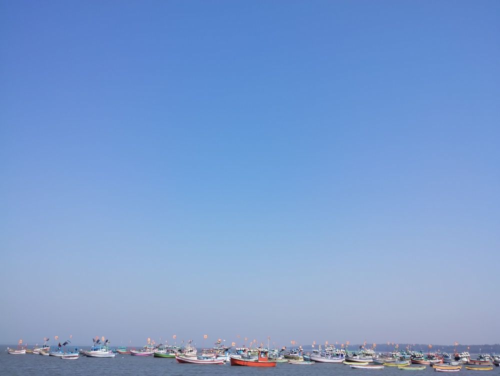 Boats under blue