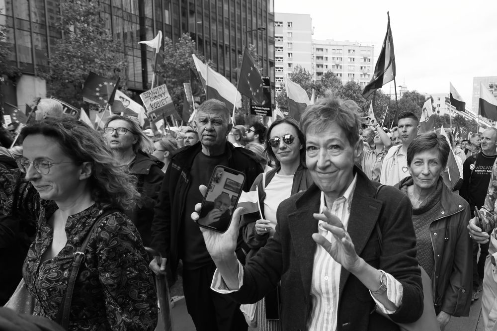 A woman who came to the protest with her husband