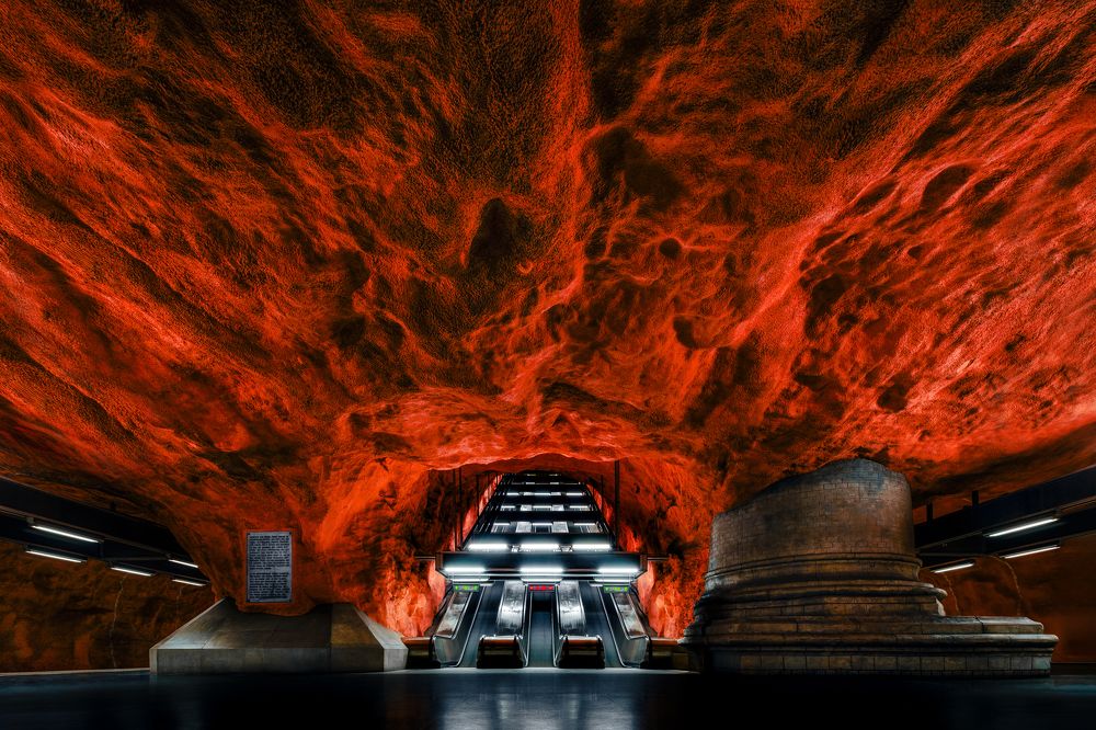 Architectural Symphony: Rådhuset Station's Subterranean Elegance
