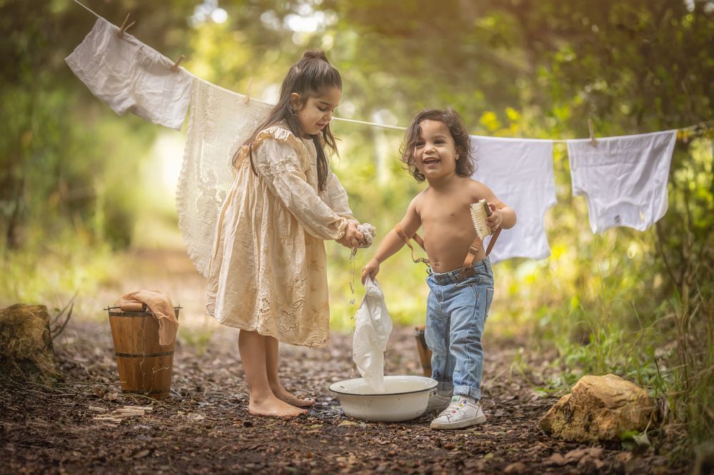 Old fashion laundry sesion