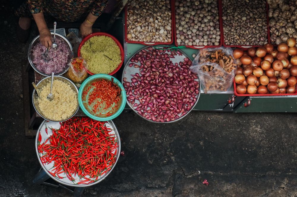 Looking down at the Market