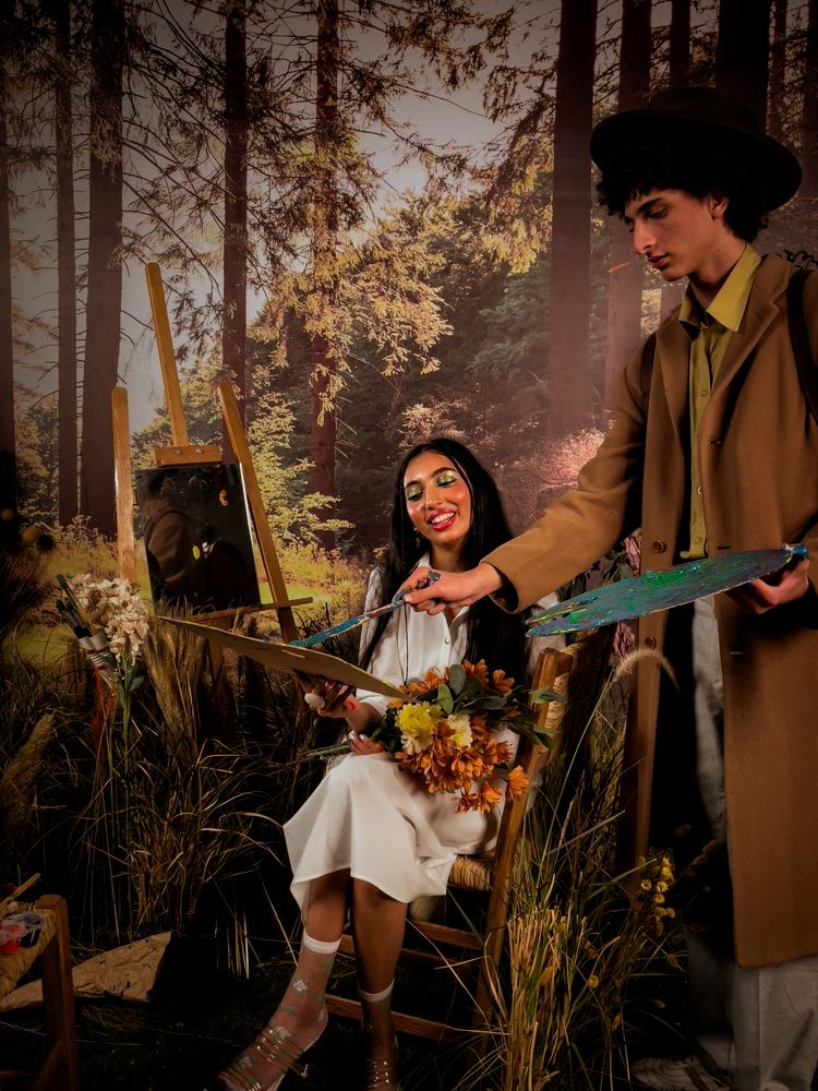 A painting in the forest