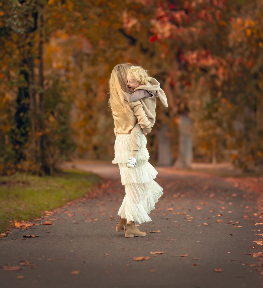 Beautiful Autumn day in family