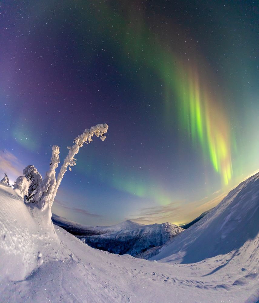 Северное сияние на горе Волосяная г. Кандалакша.