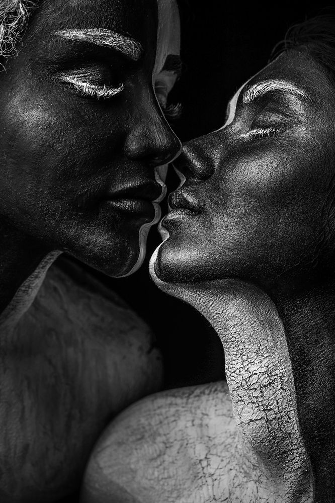 A kiss between human colors