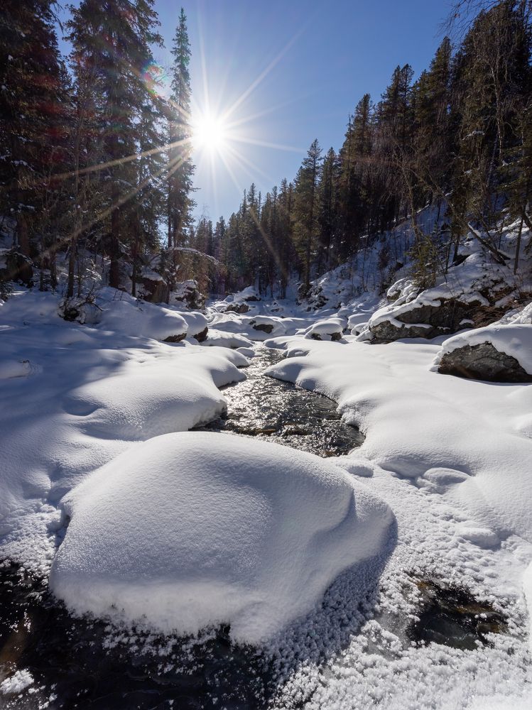 Зимняя дорога к Белухе- река Аккем