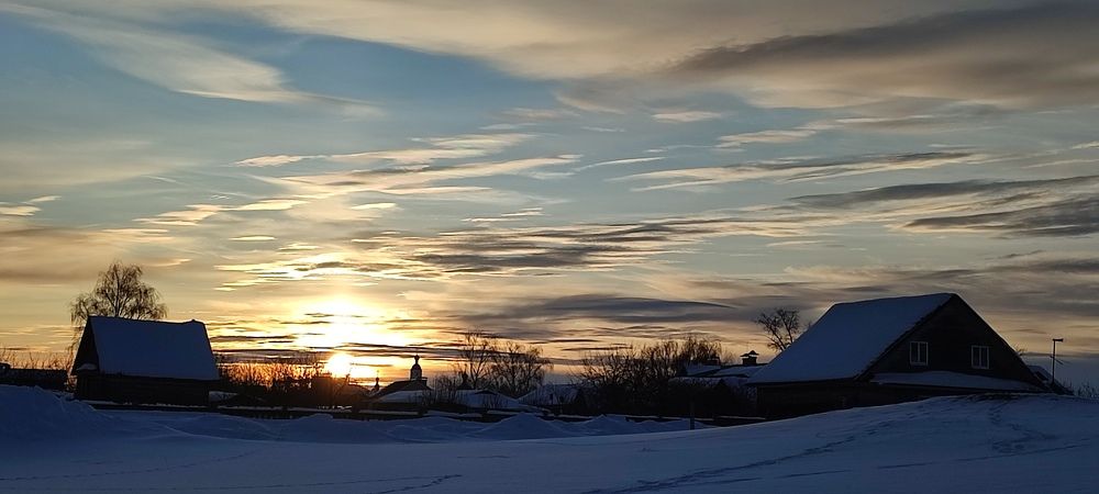 Закат в феврале на острове-граде Свияжск
