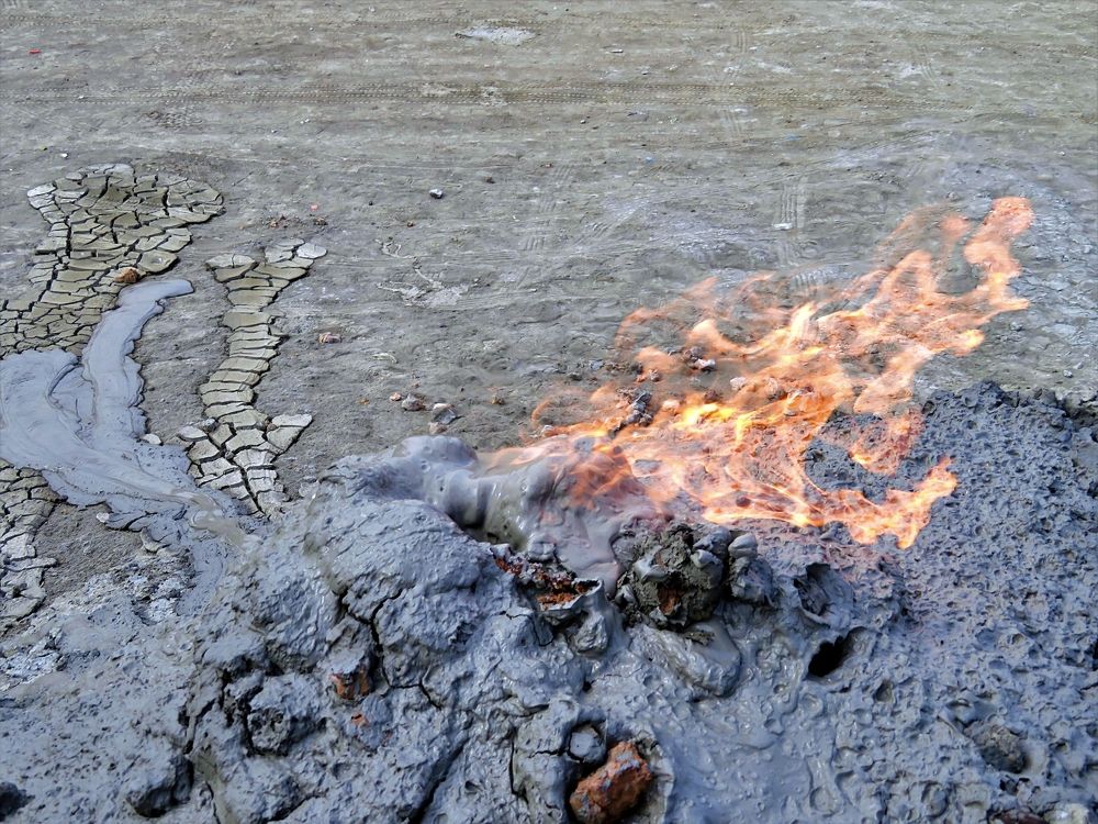 Mud volcano in fire