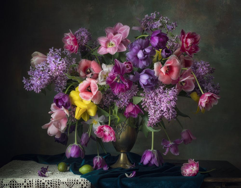 Still life with green lemons