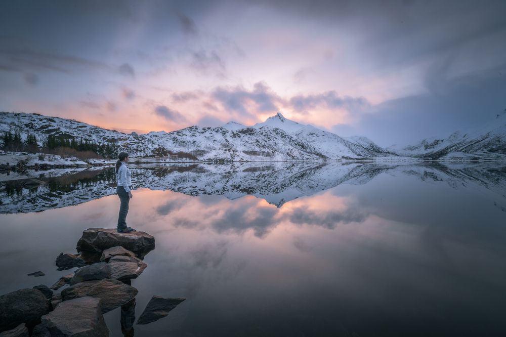 Suspended in an arctic sunset