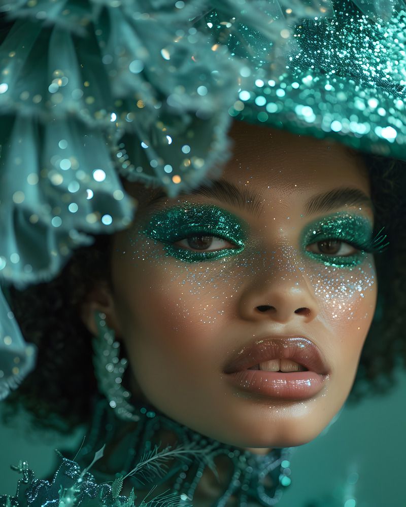 Модель с блестящим макияжем в стиле Vogue