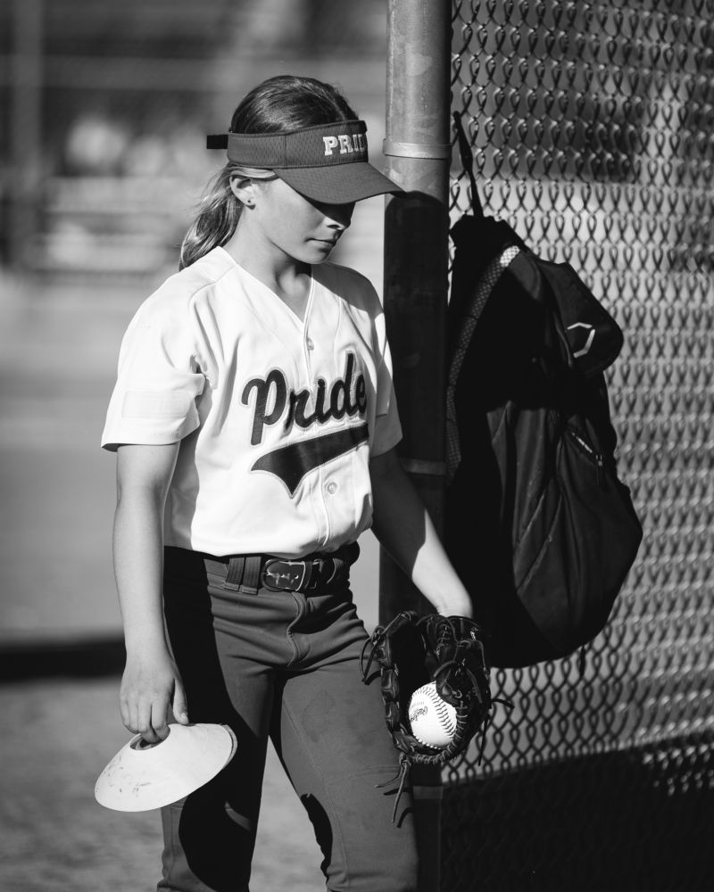 Black and white Softball