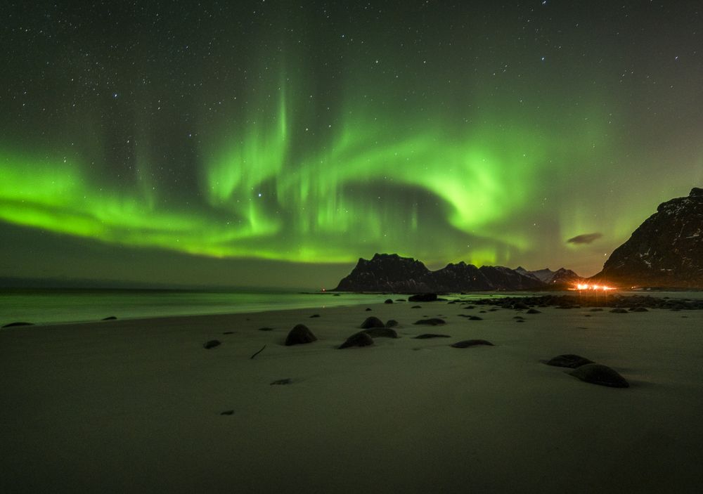 Aurora at the beach
