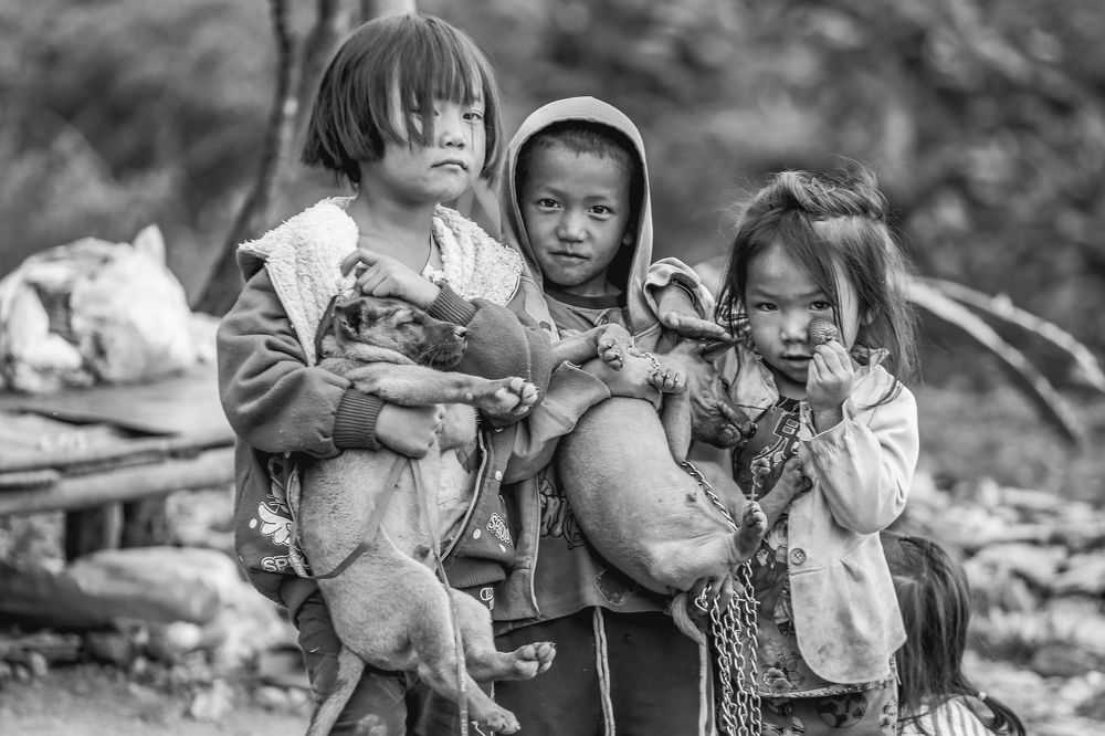 The children and dogs he loves