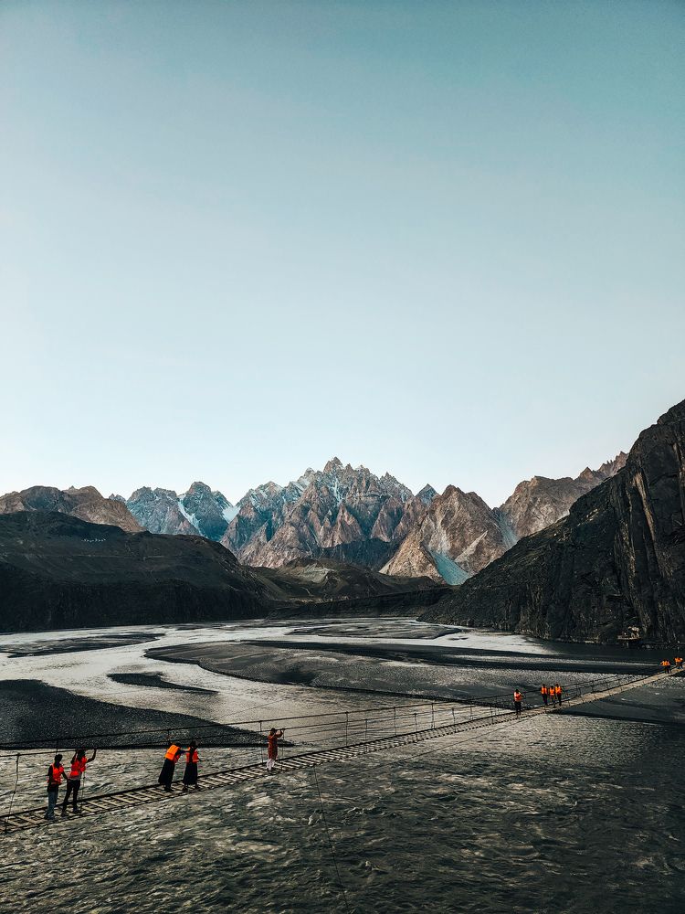 Passu Cones view though Hussani Bridge.