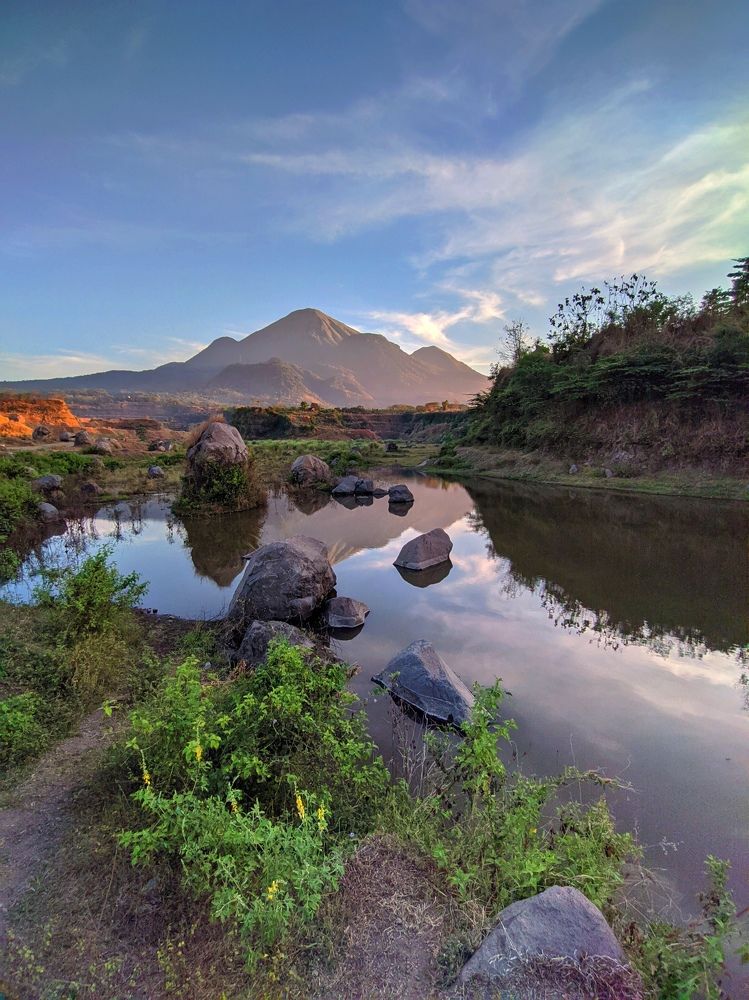 Panorama of Ranu Manduro in the afternoon
