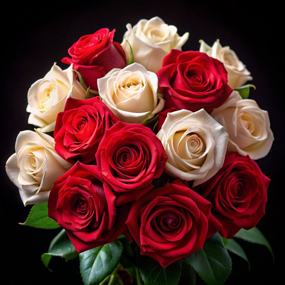 Букет красных и белых роз