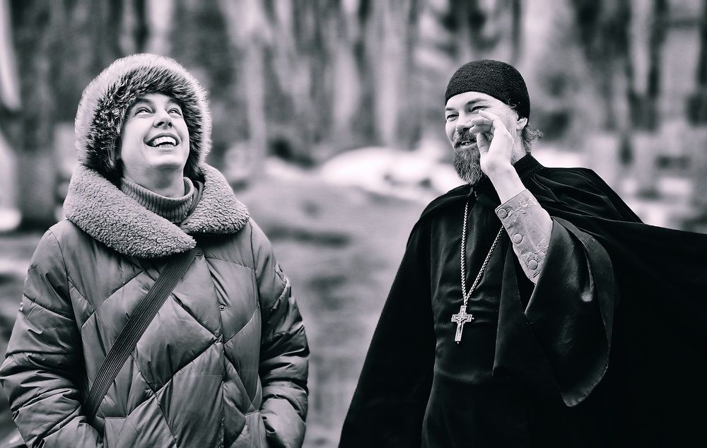 Мария Лисенкова и о. Афанасий. Мирожский монастырь. Псков