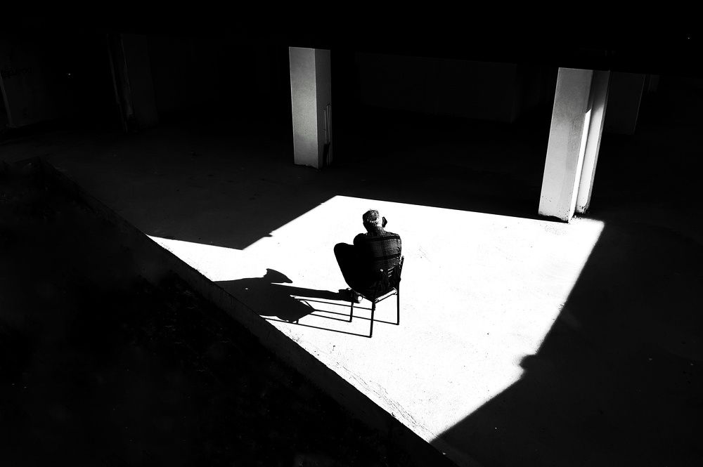 Man having sunshine.