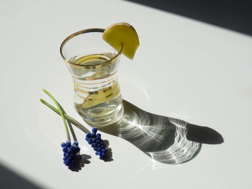 Glass and muscari