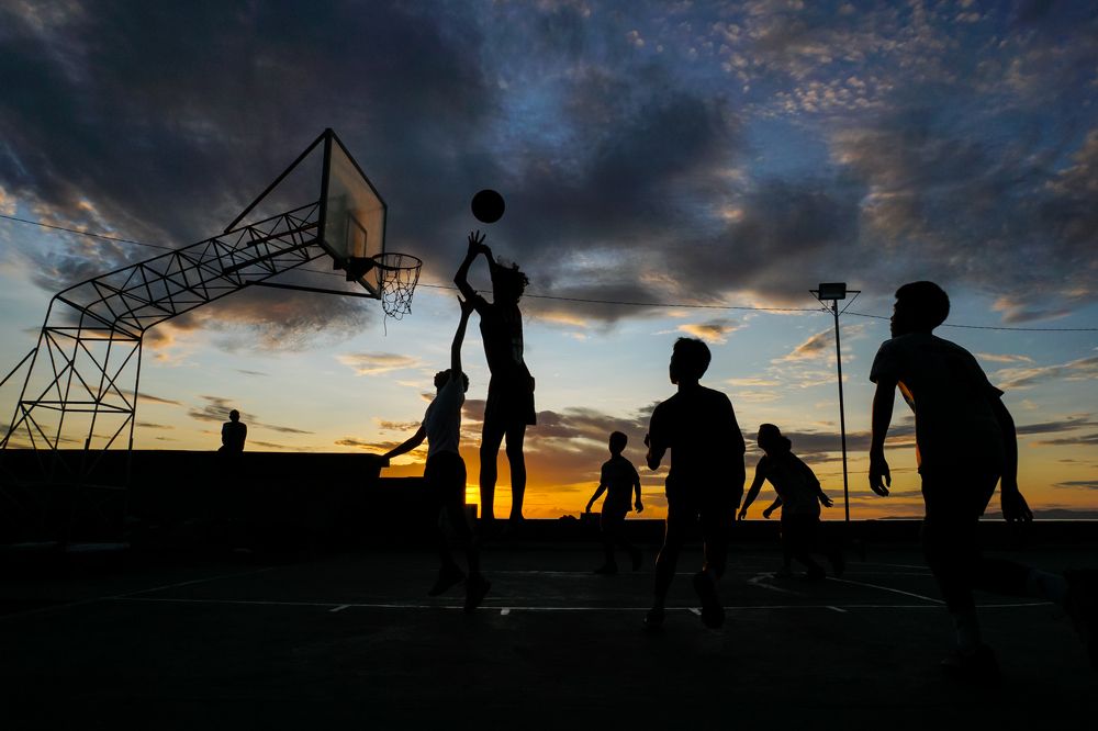 Basketball at sunrise