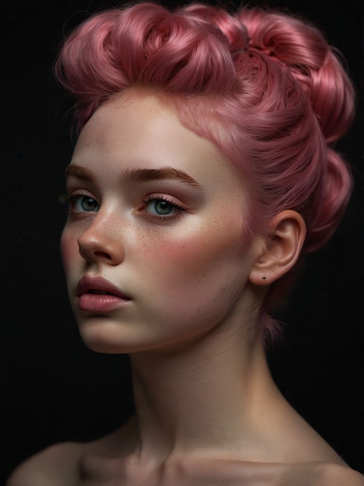 Lady with pink hair