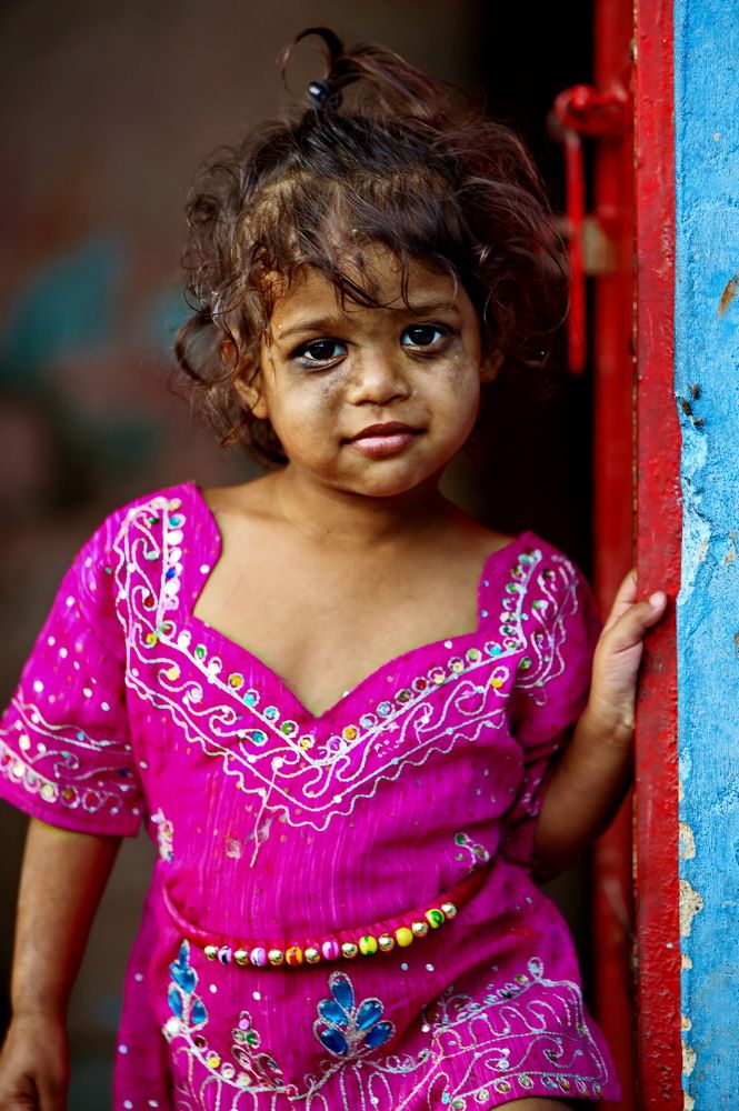 Girl with curly hair