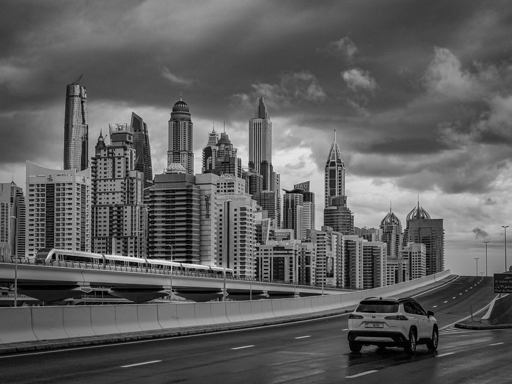 A skyline with clouds
