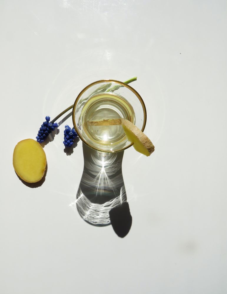 Shot glass and ginger