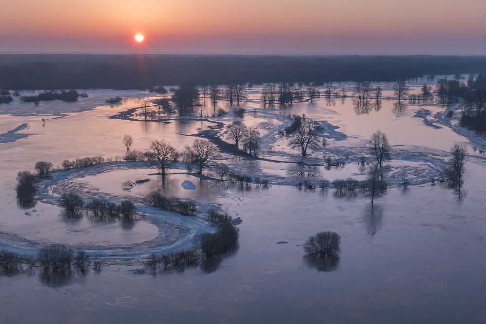 Winter floods in Soomaa bog area, Estonia