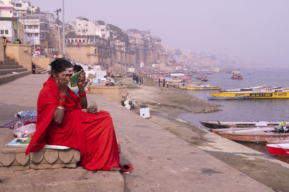 Elegance and tradition converge on the steps of Benaras Ghat