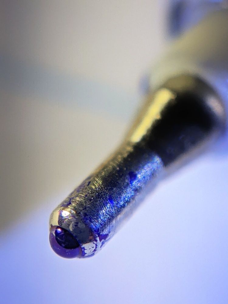 The tip of the ballpoint pen