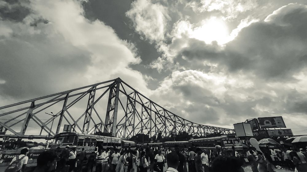 The Howrah bridge in a cloudy day.