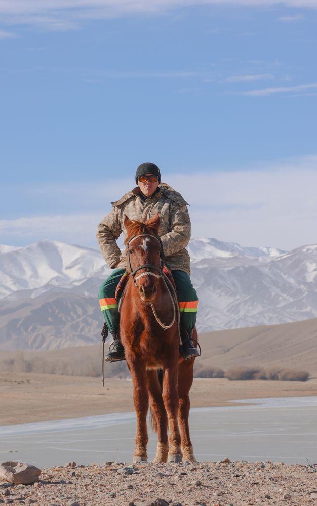 Shepherd on horseback in the mountains