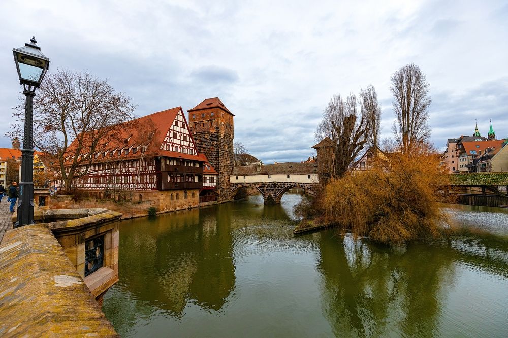 Old Bridge and Half-Timbered Houses in Downtown