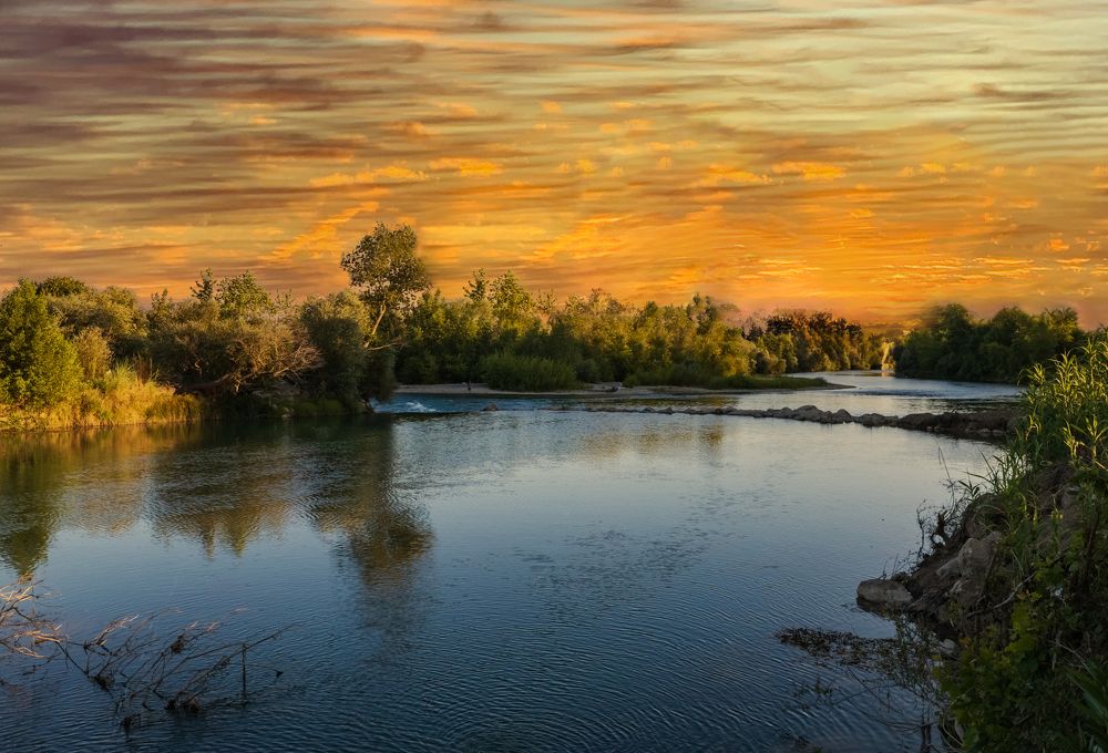 Riverside and sunset in Serik, Antalya