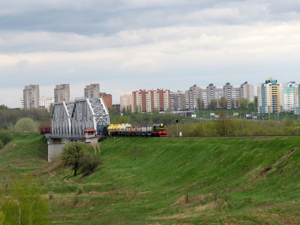 Railway bridge and freight train