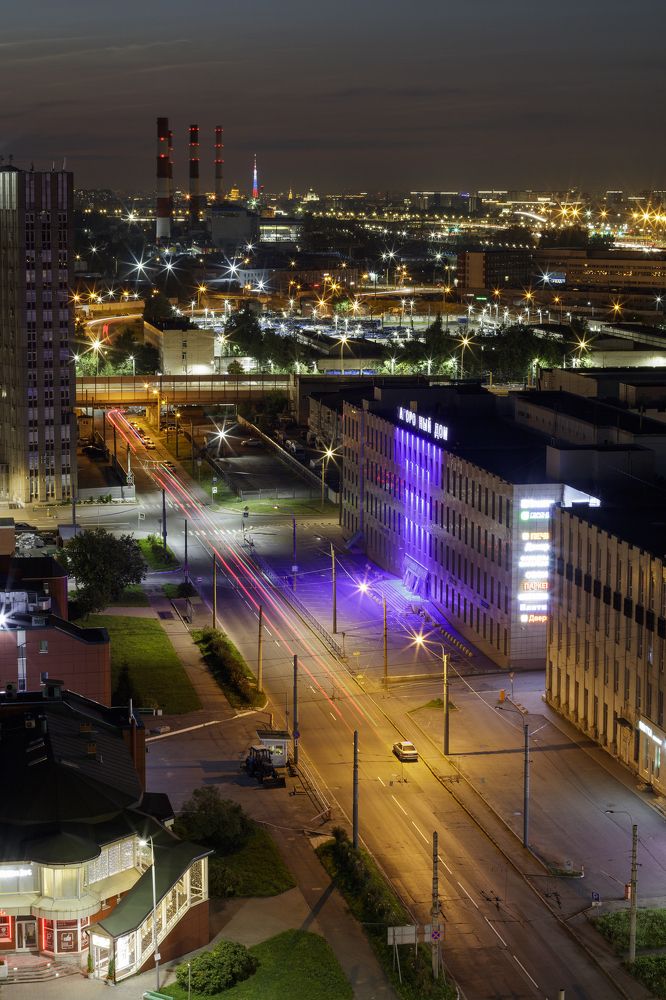 Автовская ТЭЦ в ночи