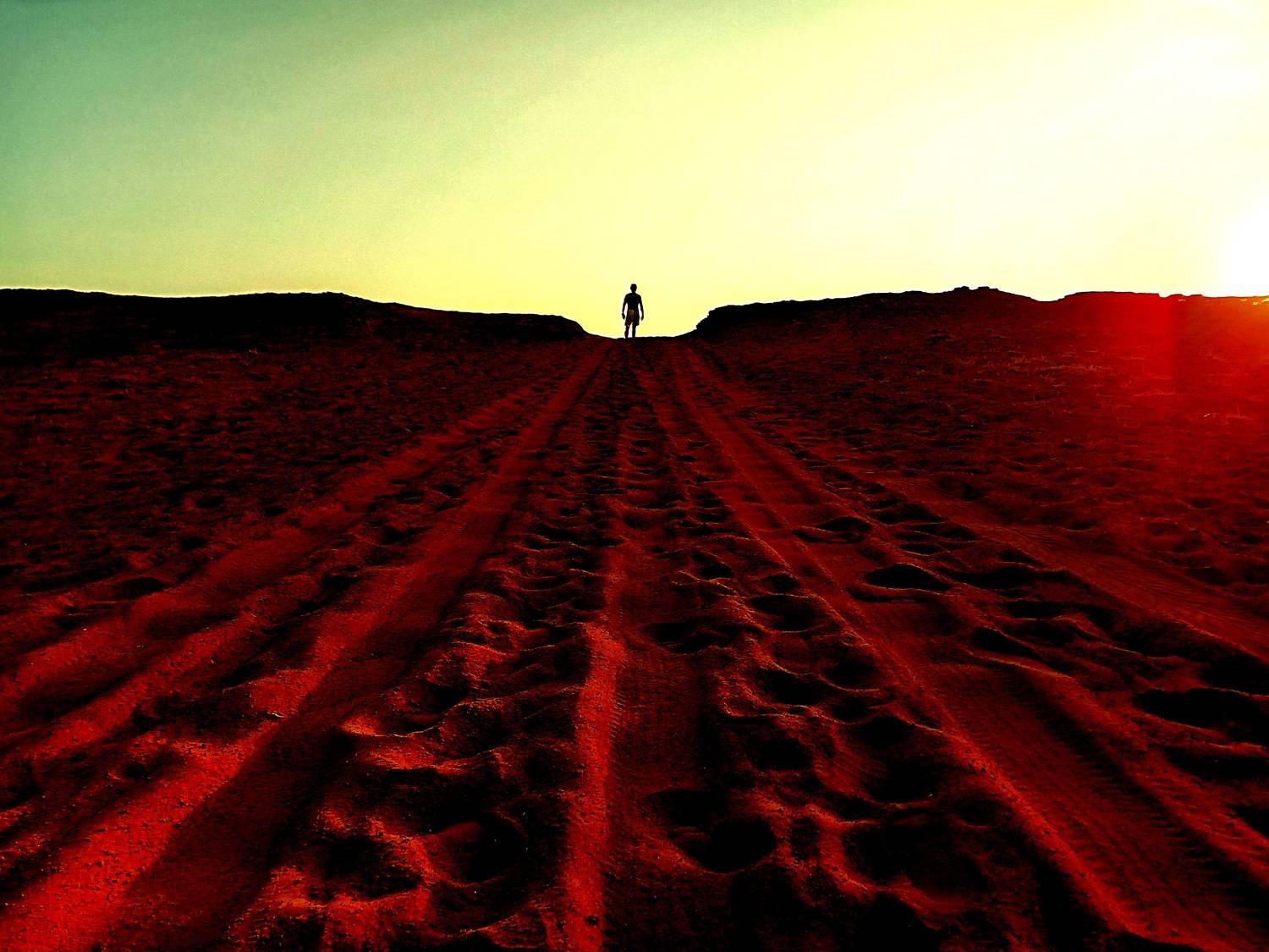 At the top of the desert