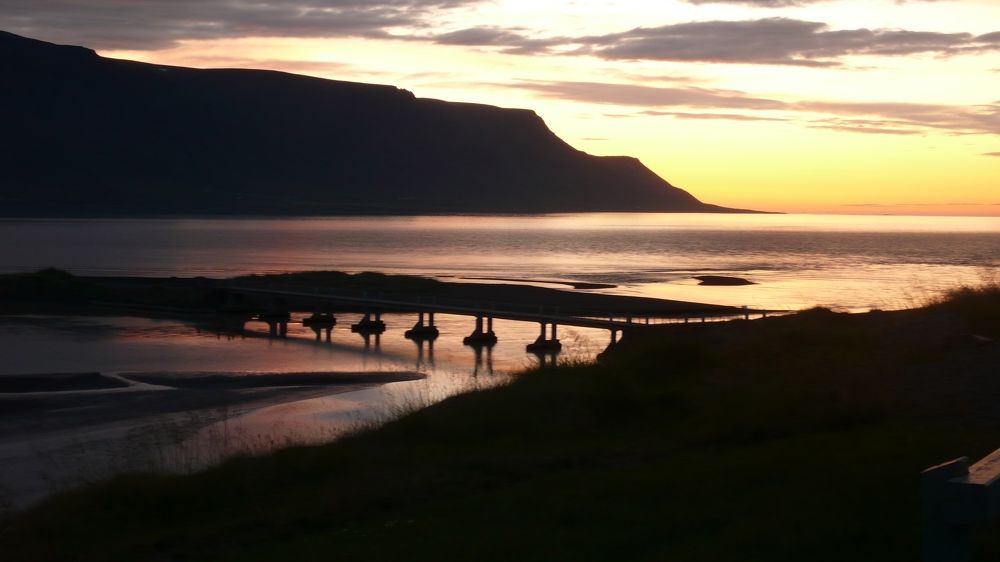 Bridge and midnight sun.