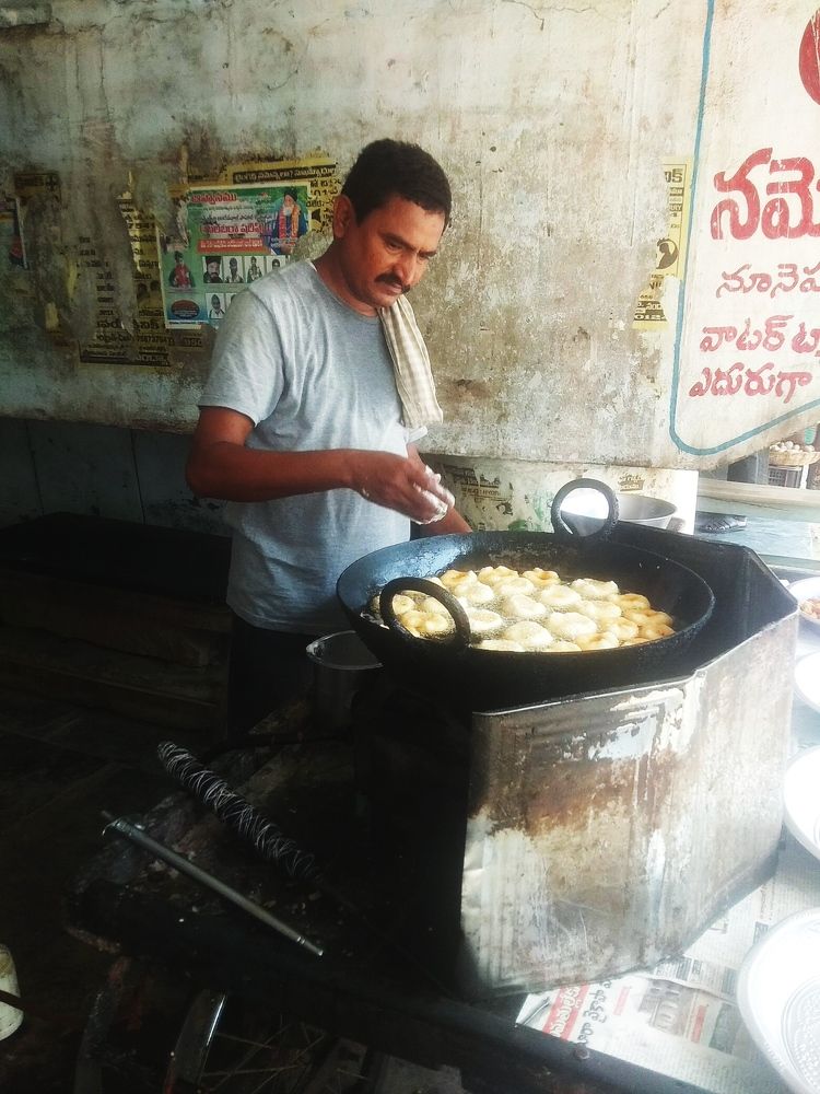 Preparing mirchi bujji snakes