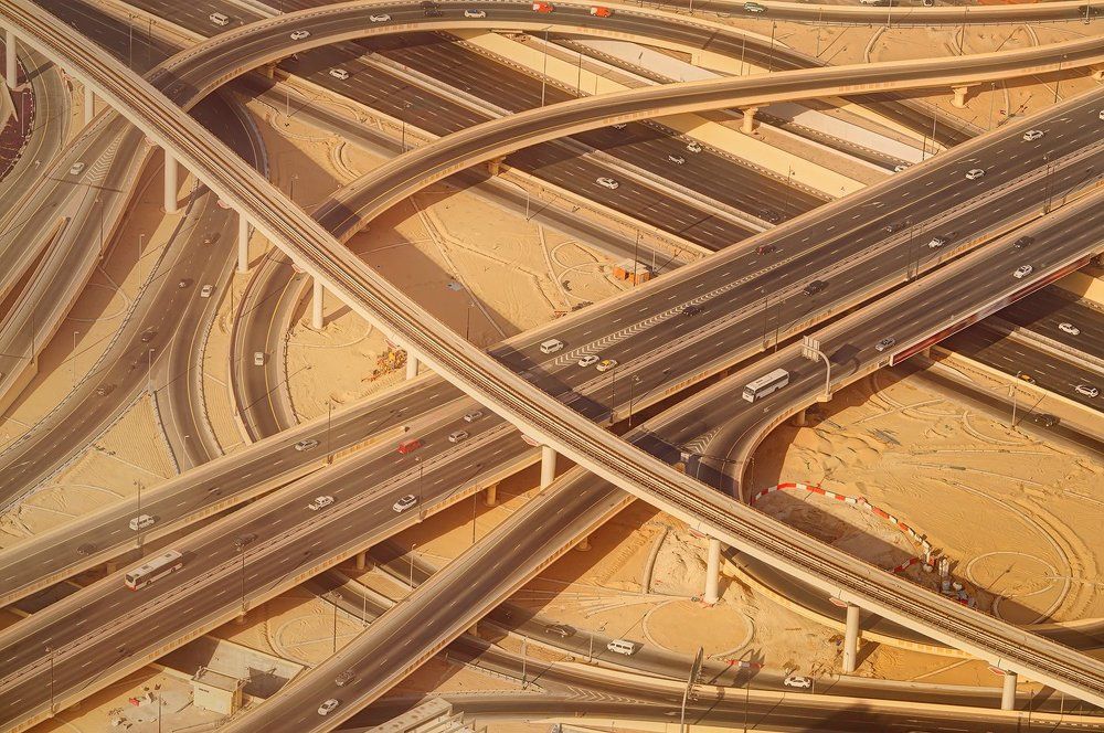 Highway road intersection in Downtown Burj Dubai