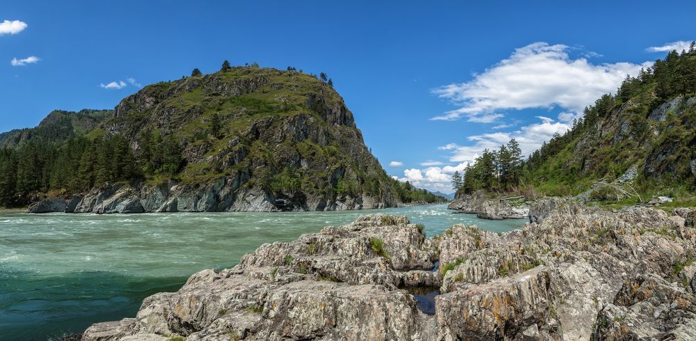 слияние 2-х рек Катунь и Чемал