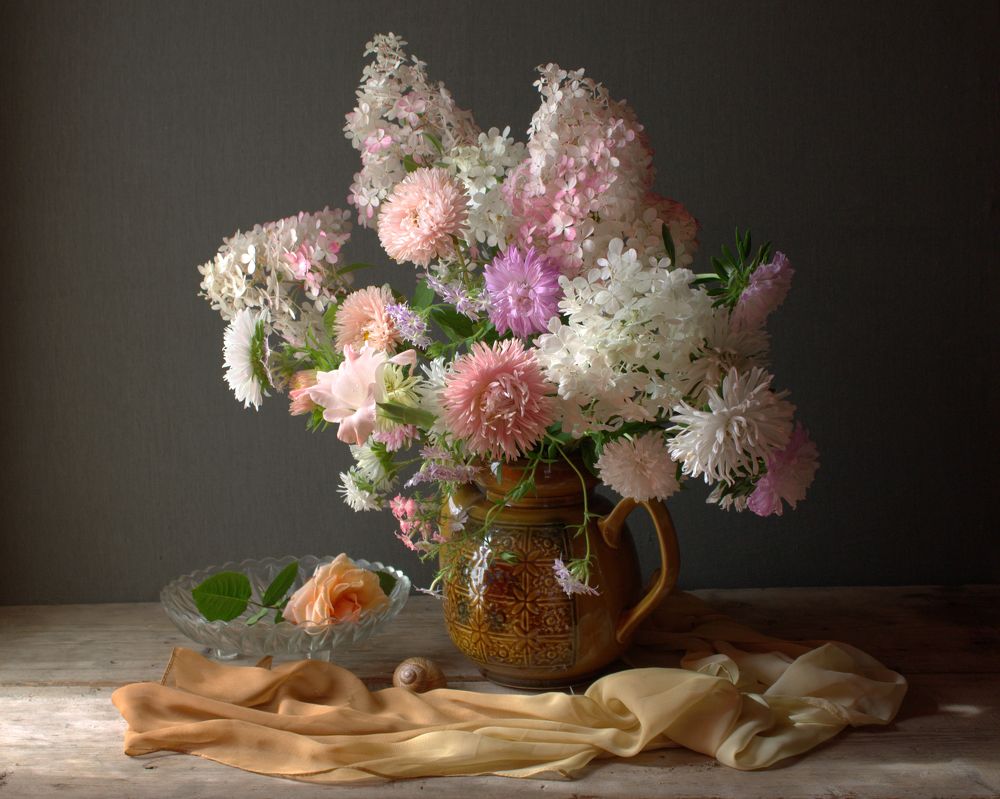 Август, астры