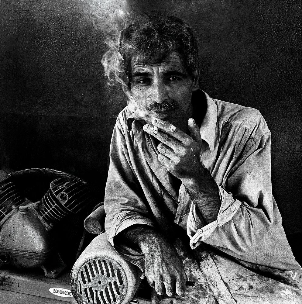 The car painter took a break.